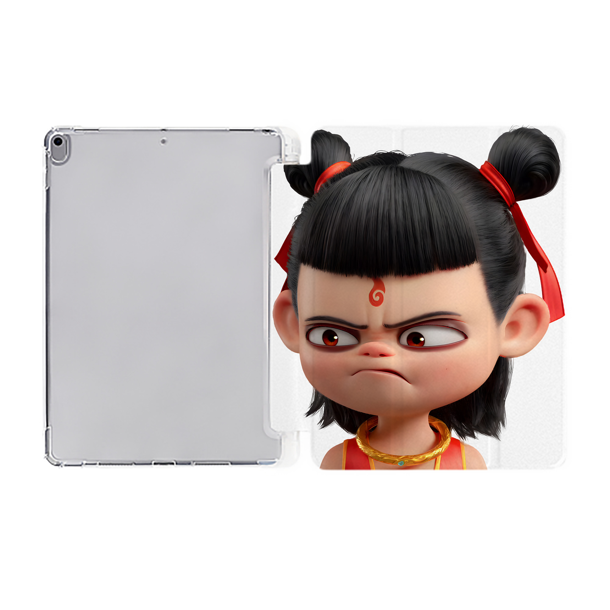 （画像用） Ne Zha 2 ナタ 魔童の大暴れ IPad ケース ペン収納付き 三つ折りスタンド PUレザー×シリコン 対応機種9.5/10.5/10.9インチ